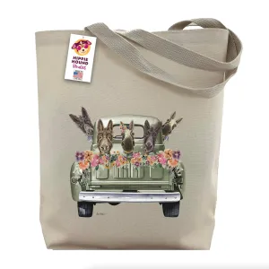 Donkey Gifts for Donkey Lovers - Donkey in Farm Truck Tote Bag - Cute Donkey Totes -Handmade Totes - Donkey Canvas Totes - Cute Donkey Reusable Shopping Bag - Grocery Bag - Beach Bag - Hippie Hound Studios - Made in USA