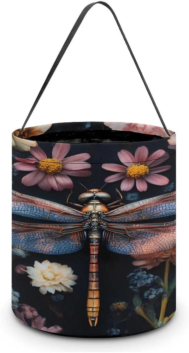 Dragonfly Flower Halloween Candy Bag Candy Tote Bucket Gift Bags Party Supplies for Women Men