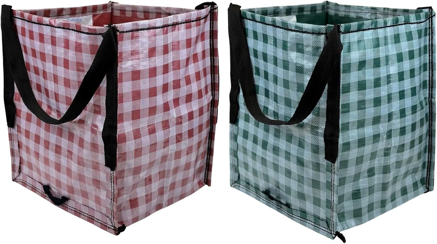DURASACK Heavy Duty Storage Tote Bag with Zipper Top 22-Gallon Rugged Woven Polypropylene Moving Bag, Reusable Self-Standing Design, Holds up to 500 Pounds, Holiday 2-Pack