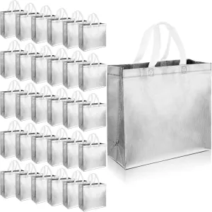 Eccliy 60 Pcs Reusable Gift Tote Bags Cna Week Gifts 2025 Grocery Shopping Bag with Handles Thank You for Bridesmaid Wedding(Silver)