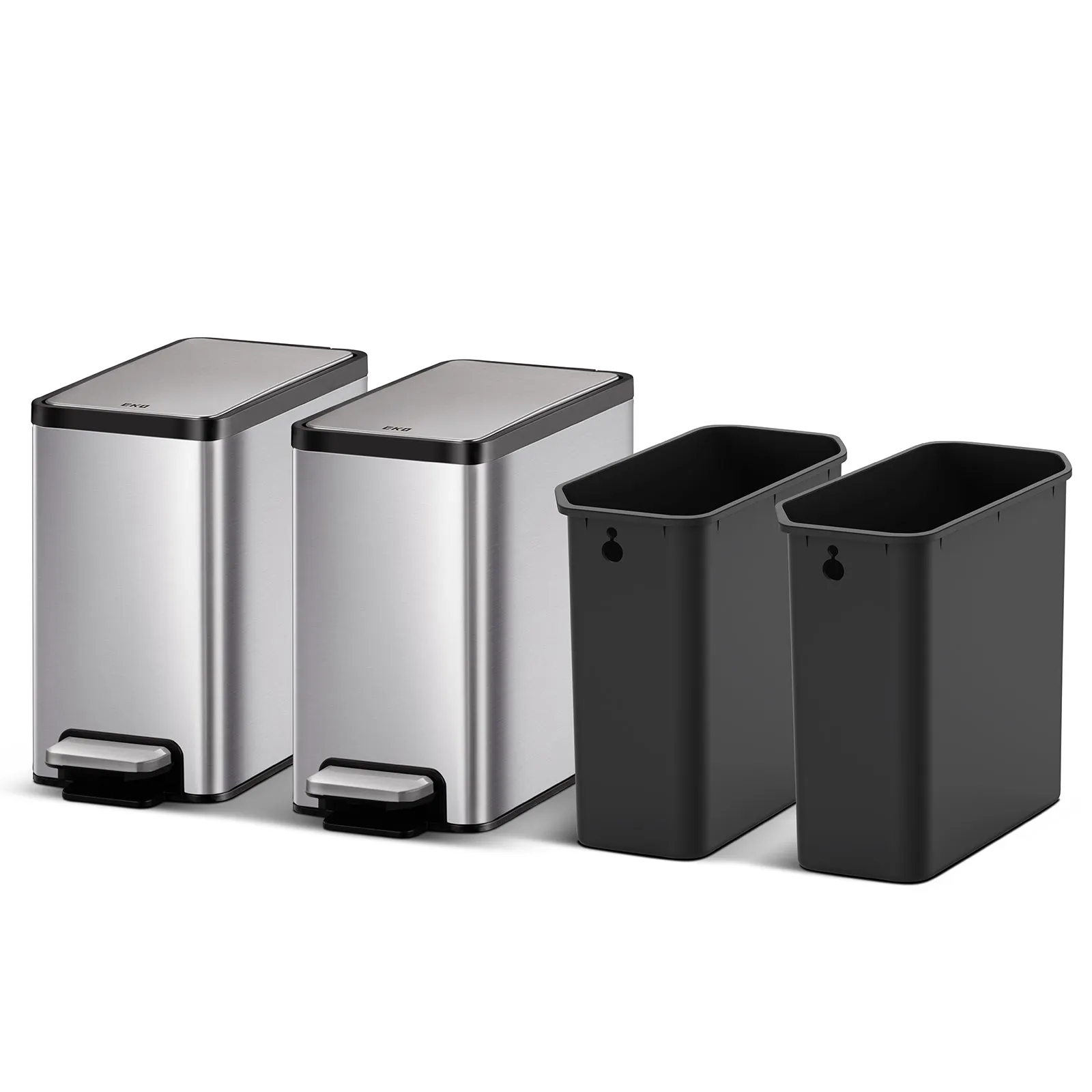 EcoCasa II Slim Step Can with Liner 2 Pack Combo Set – 6L / 1.6 Gal