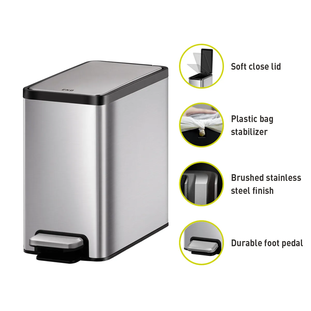 EcoCasa II Slim Step Can with Liner 2 Pack Combo Set – 6L / 1.6 Gal