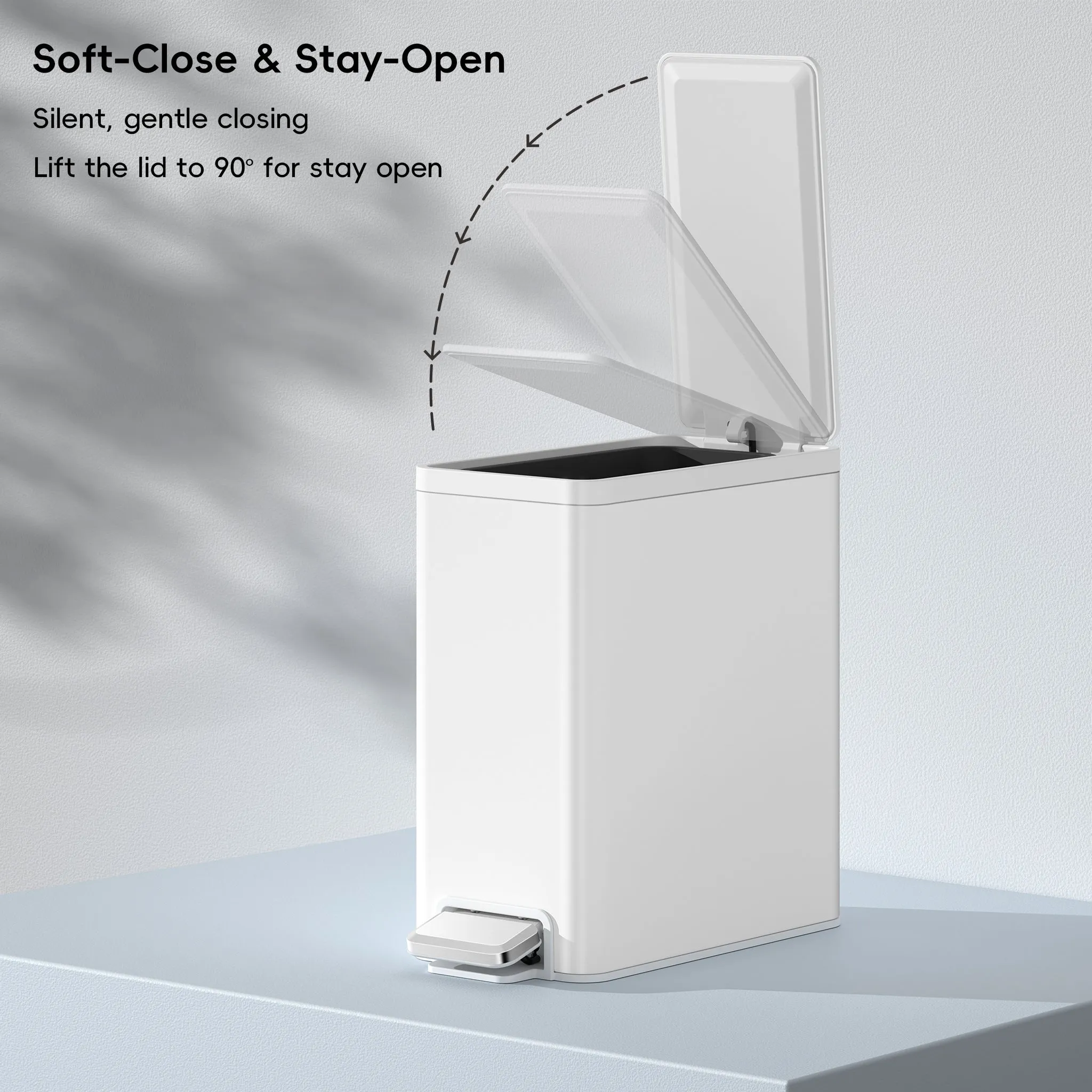 EcoCasa II Slim Step Can with Liner – 6L / 1.6 Gal - Matte White