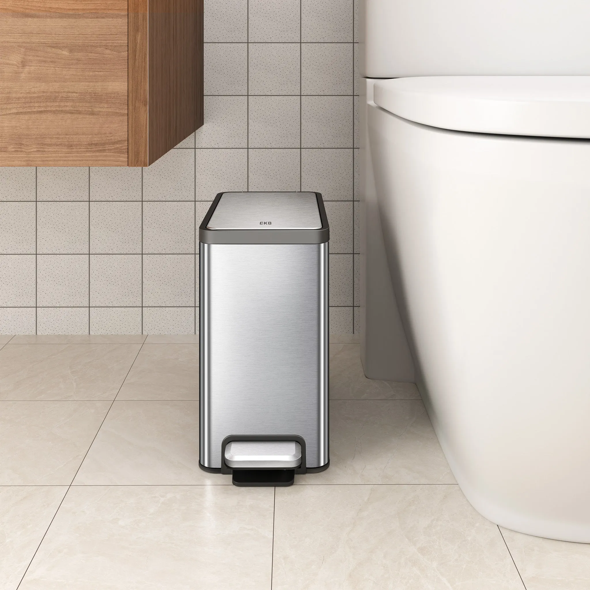 EcoCasa II Slim Step Can with Liner – 6L / 1.6 Gal - Stainless Steel
