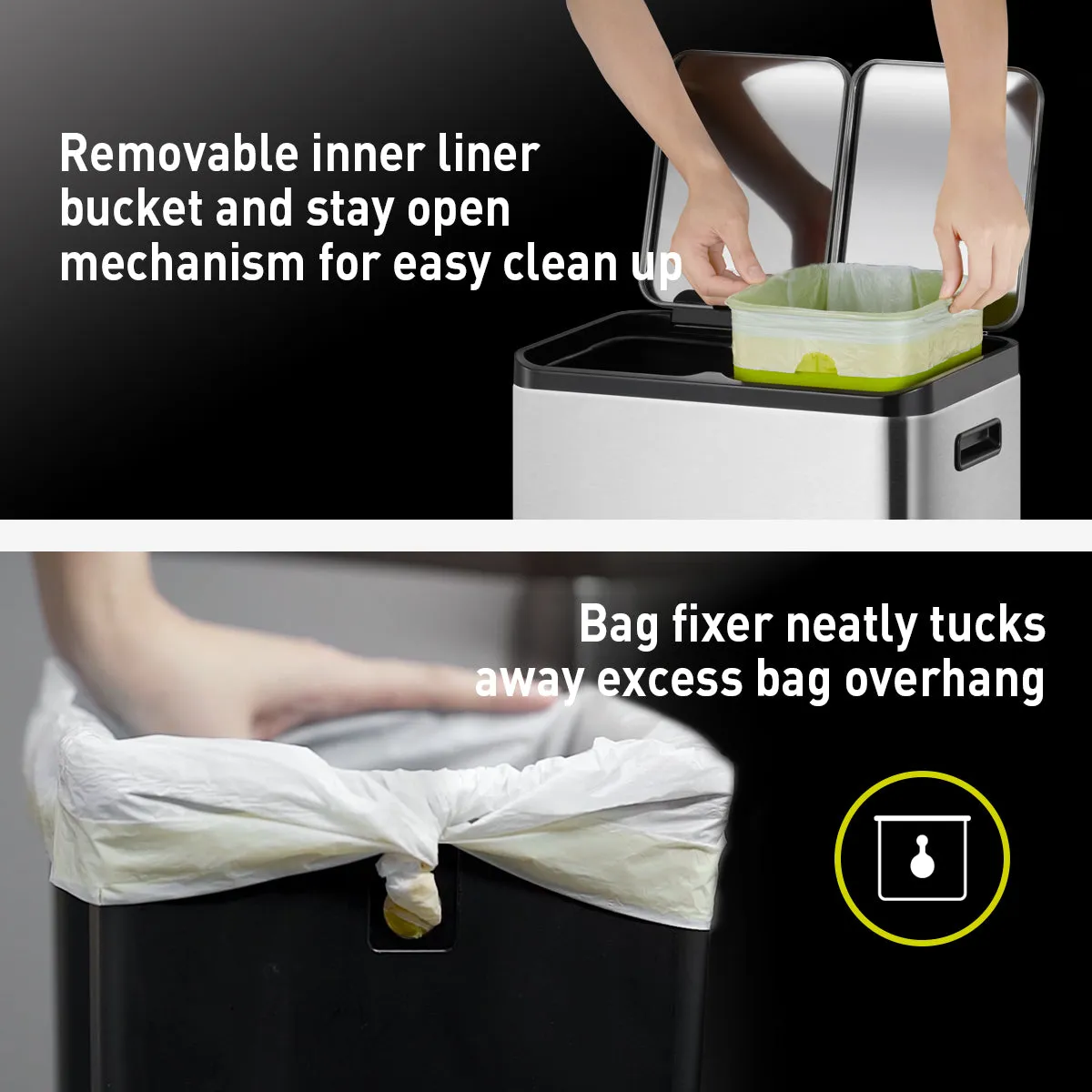 EcoCasa Step Recycling Can - Dual Compartment 30L 30L