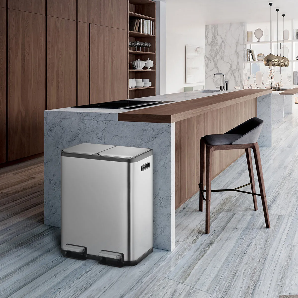 EcoCasa Step Recycling Can - Dual Compartment 30L 30L