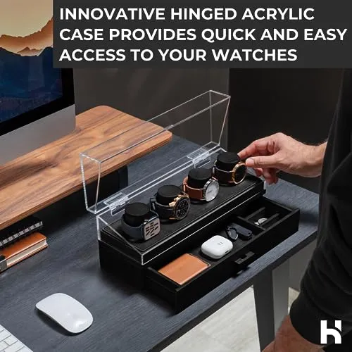 Elevate Your Watch Collection Watch Deck Pro Wooden Mens Watch Box & Watch Case