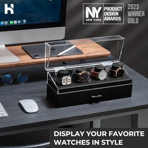 Elevate Your Watch Collection Watch Deck Pro Wooden Mens Watch Box & Watch Case