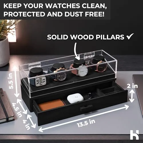 Elevate Your Watch Collection Watch Deck Pro Wooden Mens Watch Box & Watch Case