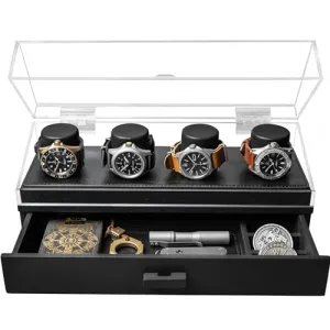 Elevate Your Watch Collection Watch Deck Pro Wooden Mens Watch Box & Watch Case