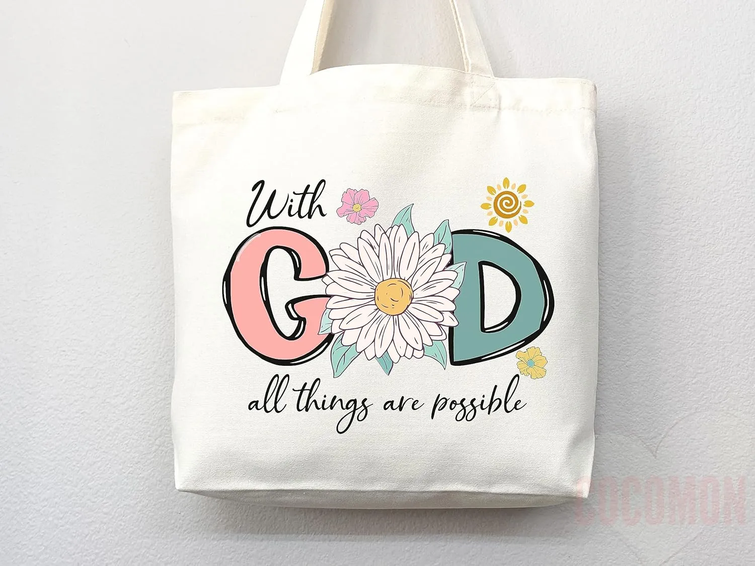 Faithful Christian Eco-Friendly Canvas Tote Bags - Inspirational Religious Totes, Bible Verses, Cross Designs, Church Gifts, Reusable Shopping Bags, Sustainable Carry-All (Tote Bag   Matching Pouch)