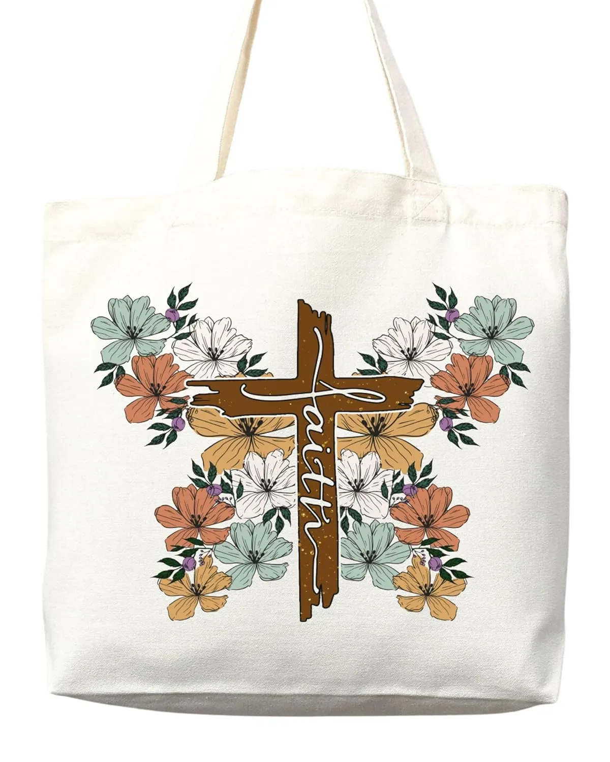 Faithful Christian Eco-Friendly Canvas Tote Bags - Inspirational Religious Totes, Bible Verses, Cross Designs, Church Gifts, Reusable Shopping Bags, Sustainable Carry-All (Tote Bag   Matching Pouch)