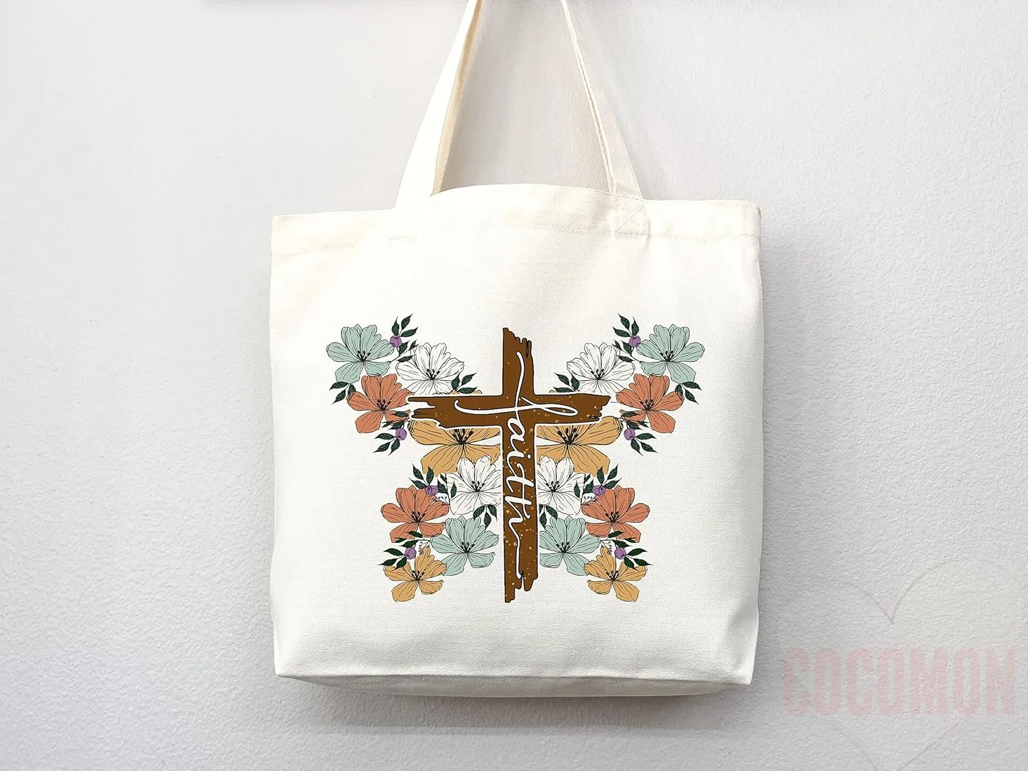 Faithful Christian Eco-Friendly Canvas Tote Bags - Inspirational Religious Totes, Bible Verses, Cross Designs, Church Gifts, Reusable Shopping Bags, Sustainable Carry-All (Tote Bag   Matching Pouch)