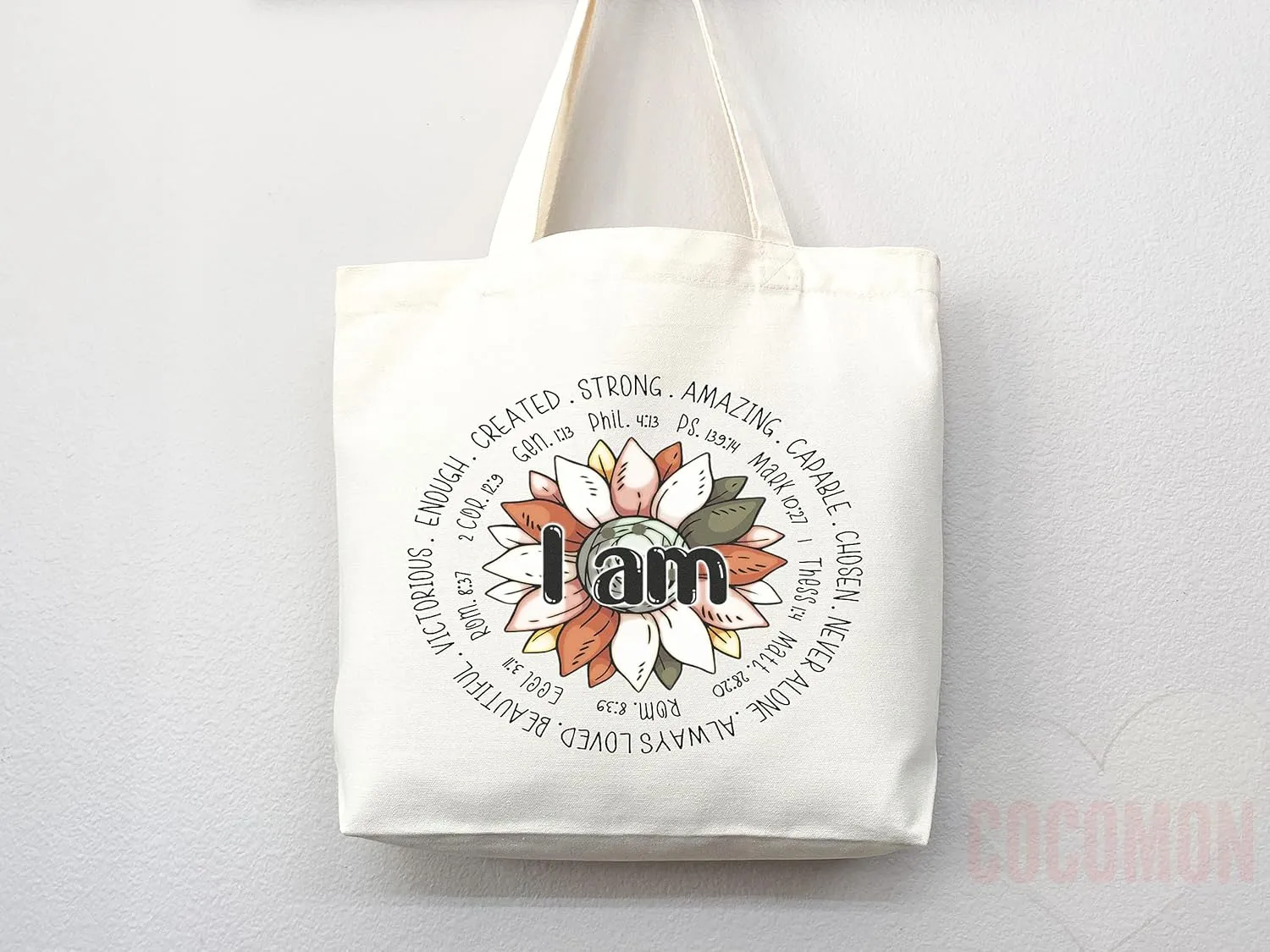 Faithful Christian Eco-Friendly Canvas Tote Bags - Inspirational Religious Totes, Bible Verses, Cross Designs, Church Gifts, Reusable Shopping Bags, Sustainable Carry-All (Tote Bag Only)