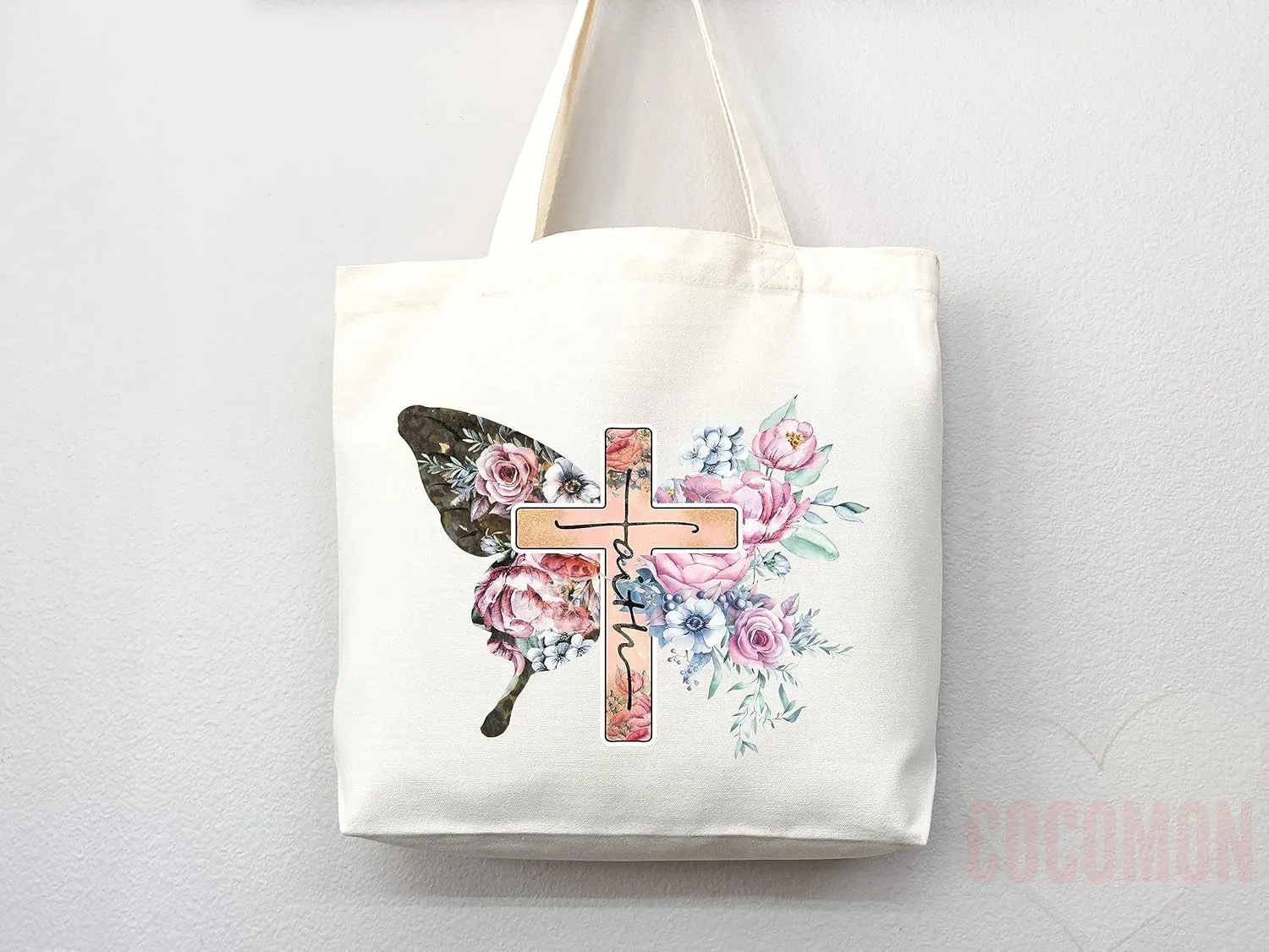 Faithful Christian Eco-Friendly Canvas Tote Bags - Inspirational Religious Totes, Bible Verses, Cross Designs, Church Gifts, Reusable Shopping Bags, Sustainable Carry-All (Tote Bag Only)