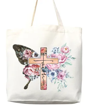 Faithful Christian Eco-Friendly Canvas Tote Bags - Inspirational Religious Totes, Bible Verses, Cross Designs, Church Gifts, Reusable Shopping Bags, Sustainable Carry-All (Tote Bag Only)