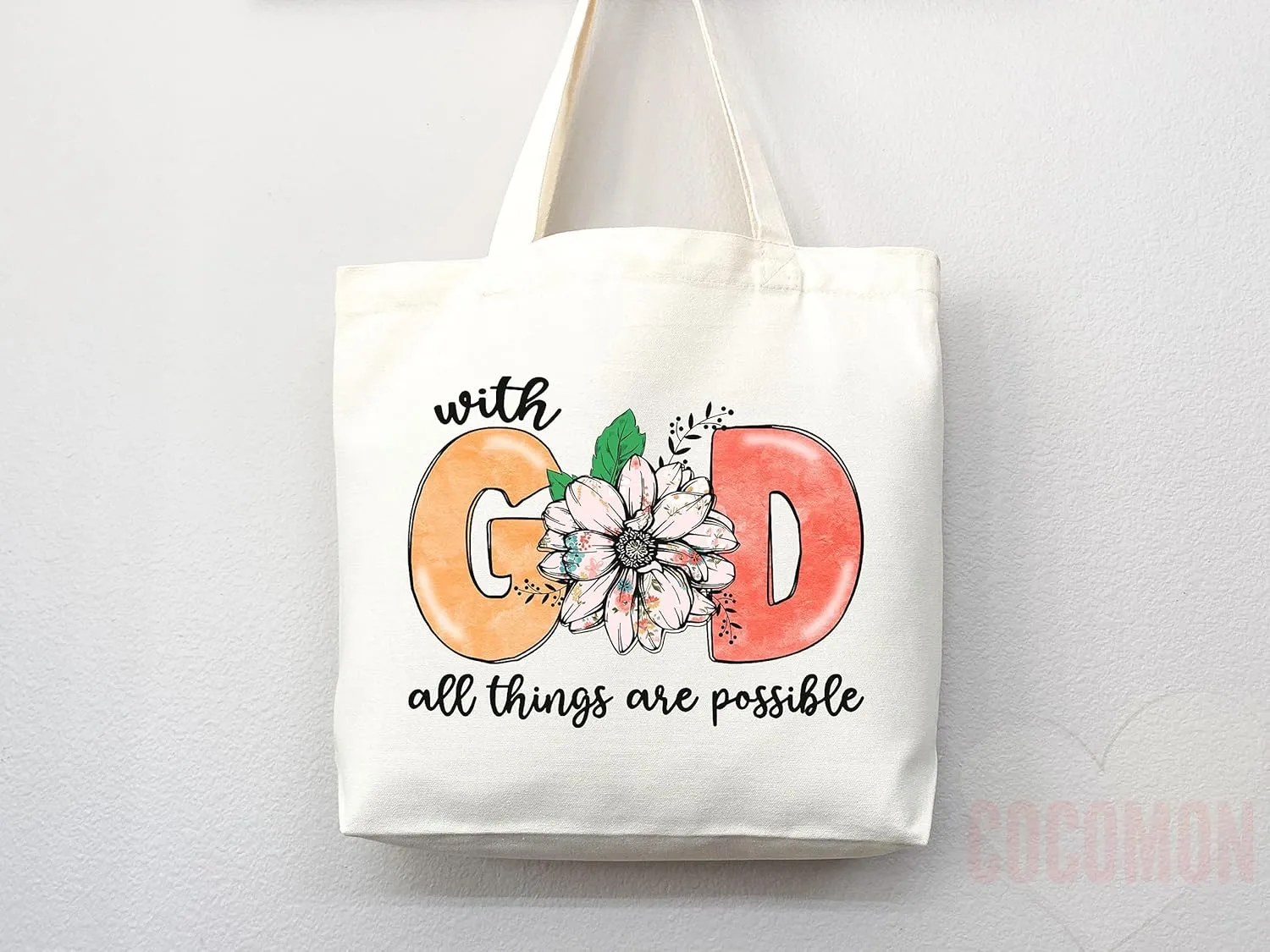 Faithful Christian Eco-Friendly Canvas Tote Bags - Inspirational Religious Totes, Bible Verses, Cross Designs, Church Gifts, Reusable Shopping Bags, Sustainable Carry-All (Tote Bag Only)