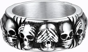 FaithHeart Skull Rings for Men Gothic Punk Stainless Steel Band Rings Biker Skeleton Thumb Ring Cocktail Party Jewelry with Gift Box