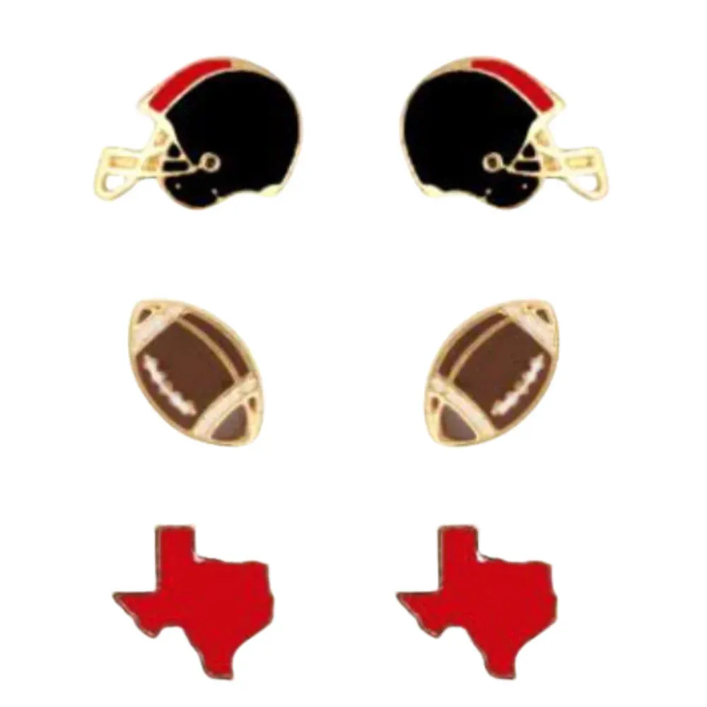 Fan Glam Team Color Mini Enamel Game Day 3 Pack Stud Earrings