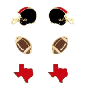 Fan Glam Team Color Mini Enamel Game Day 3 Pack Stud Earrings