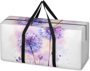 Fantastic Dandelion Extra Large Moving Bags Heavy Duty Storage Bags Cloth Wrap Around Handles Double Zipper Reusable Convenient Foldable Storage Tote for Travel Camping Space Save