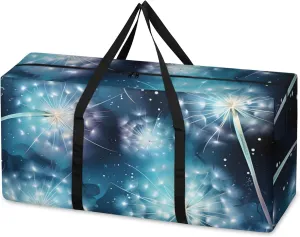 Fantastic Dandelion Extra Large Moving Bags Heavy Duty Storage Bags Dandelion Cloth Wrap Around Handles Double Zipper Reusable Convenient Foldable Storage Tote for Travel Camping Space Save