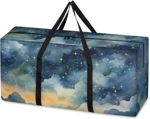 Fantastic Galaxy Extra Large Moving Bags Heavy Duty Storage Bags Dreamy Galaxy Cloth Wrap Around Handles Double Zipper Reusable Convenient Foldable Storage Tote for Travel Camping Space Save