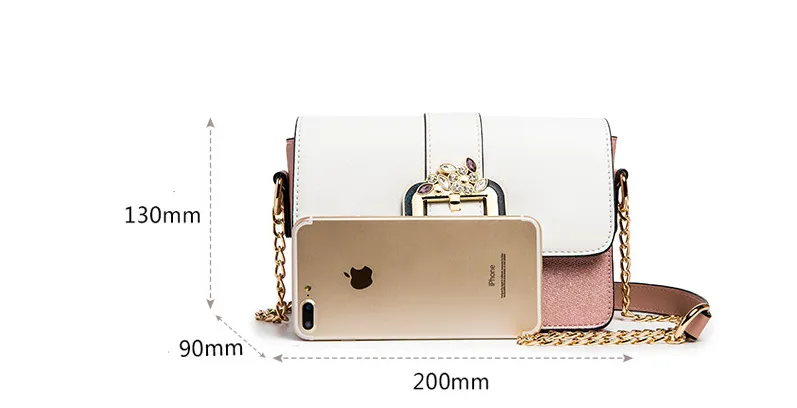 Fashion Chain Square Bag Diamond Lock
