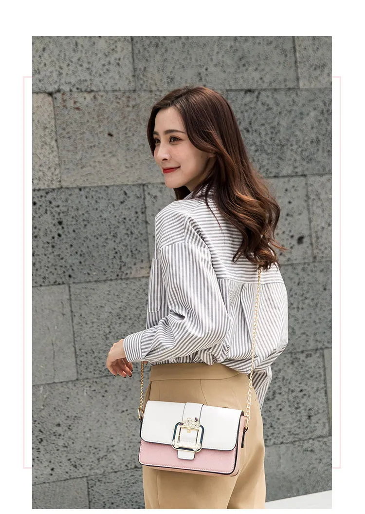 Fashion Chain Square Bag Diamond Lock