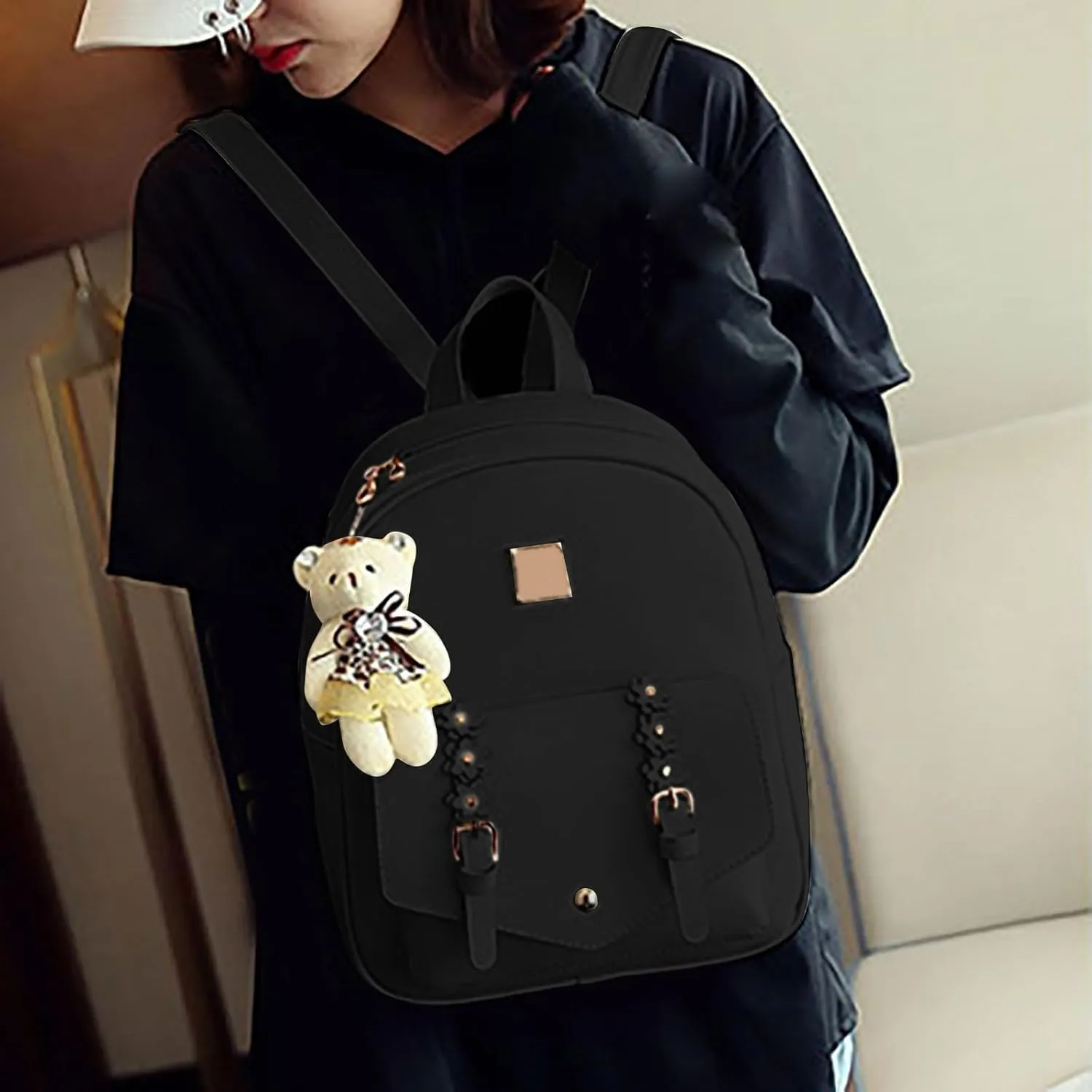 Fashion Children Women Floral Style Travel Backpack Crossbody Bag Card Bag 3Pieces Set Handbag Men