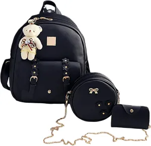 Fashion Children Women Floral Style Travel Backpack Crossbody Bag Card Bag 3Pieces Set Handbag Men