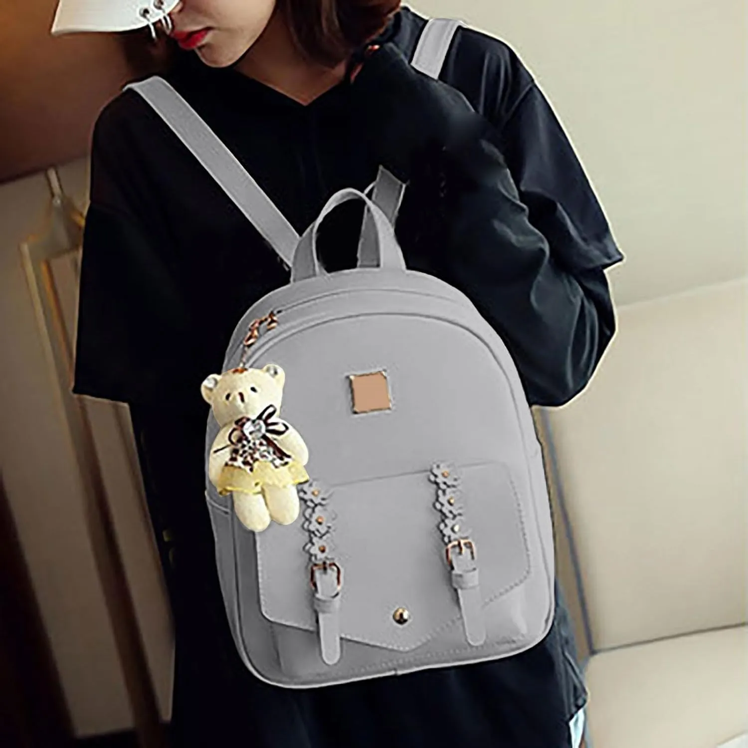 Fashion Children Women Floral Style Travel Backpack Crossbody Bag Card Bag 3Pieces Set Handbag Men