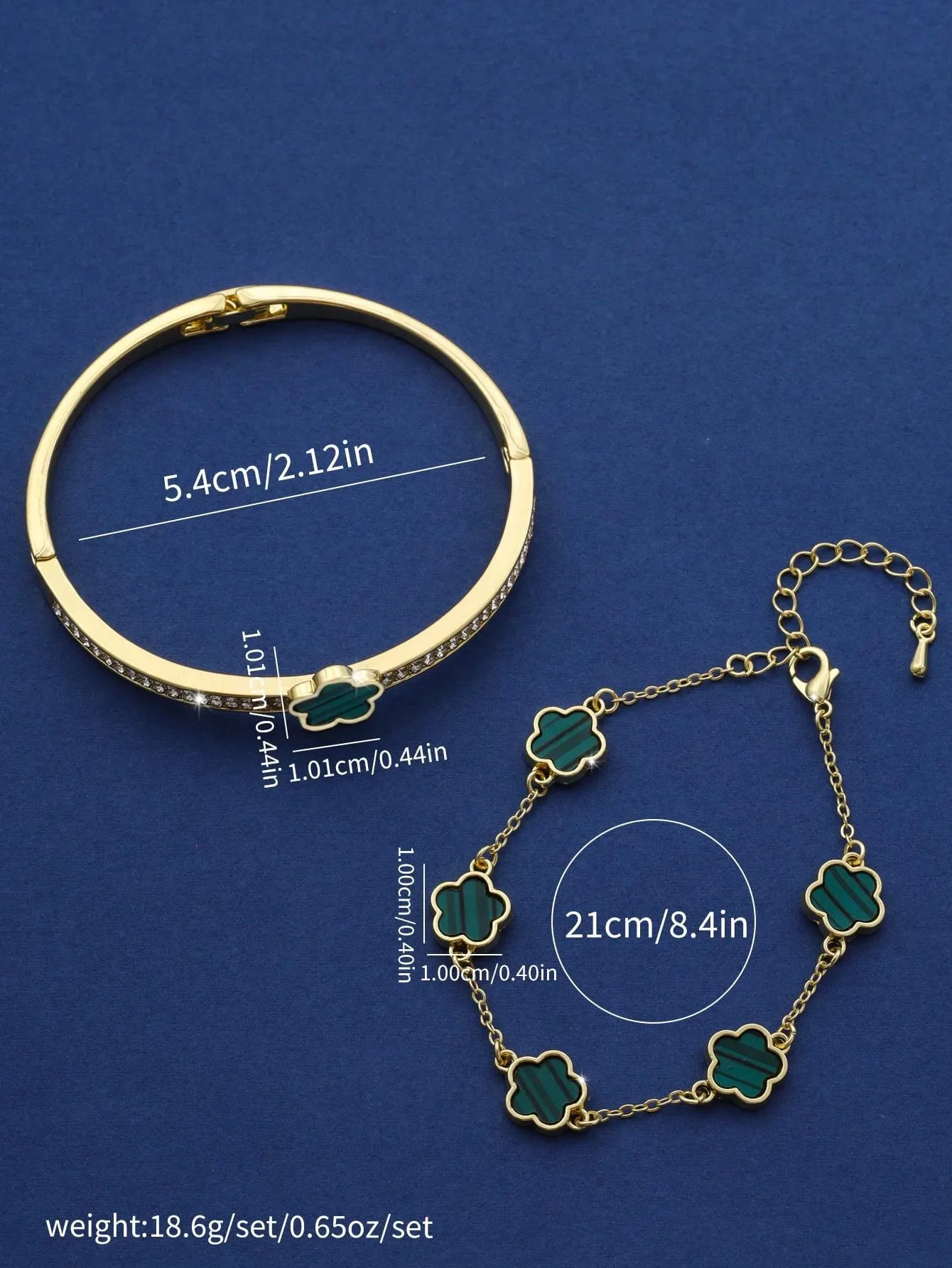 Fashionable & Personalized Five-Petal Flower Cubic Zirconia Decor Bracelet Set