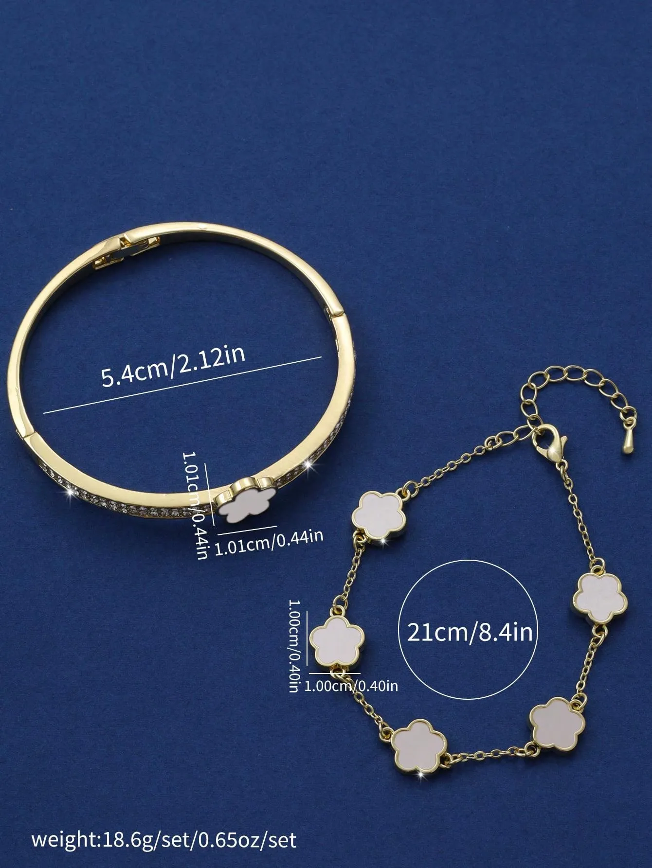 Fashionable & Personalized Five-Petal Flower Cubic Zirconia Decor Bracelet Set