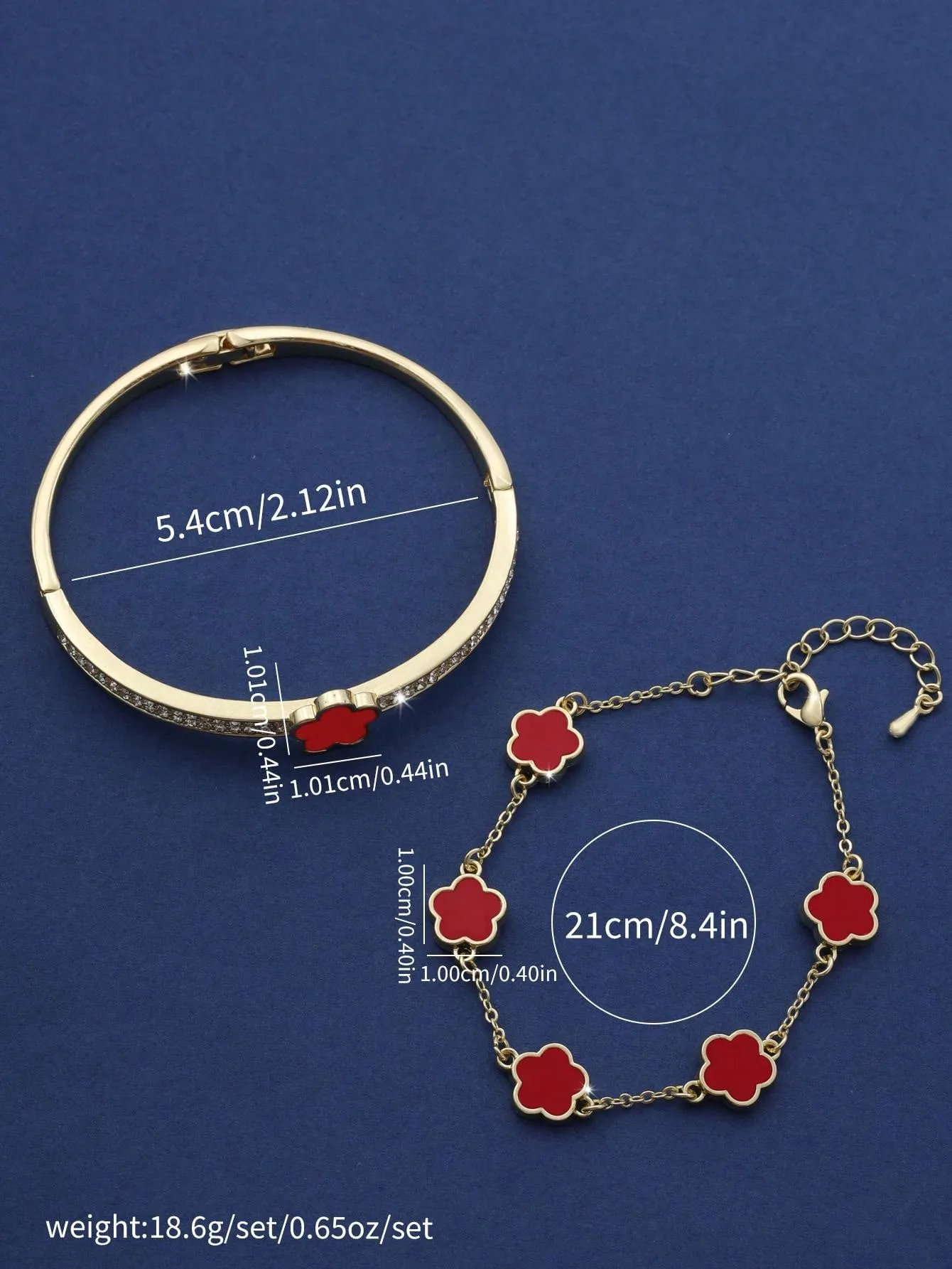 Fashionable & Personalized Five-Petal Flower Cubic Zirconia Decor Bracelet Set