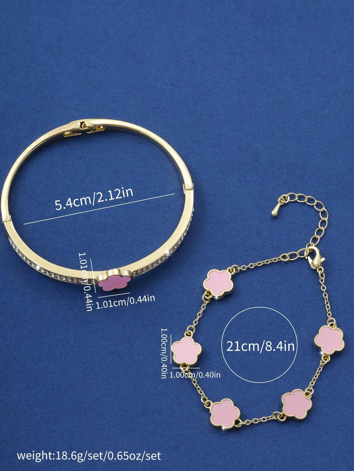 Fashionable & Personalized Five-Petal Flower Cubic Zirconia Decor Bracelet Set