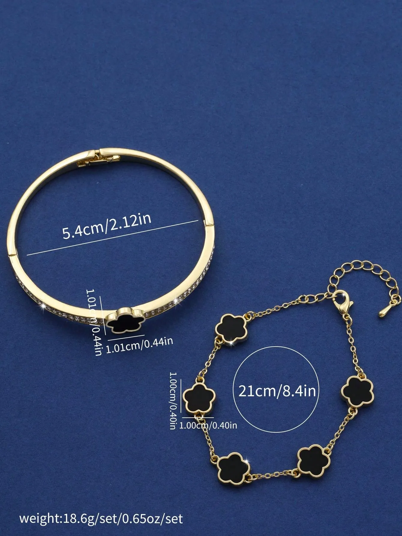 Fashionable & Personalized Five-Petal Flower Cubic Zirconia Decor Bracelet Set