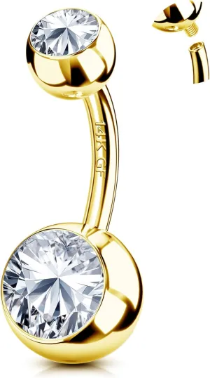FIASASO Belly Button Ring Surgical Steel Titanium Sterling Silver 14K Gold Belly Button Rings Cubic Zirconia Internally Threaded Belly Rings 14G Belly Piercing Jewelry Hypoallergenic Navel Piercing Jewelry for Women
