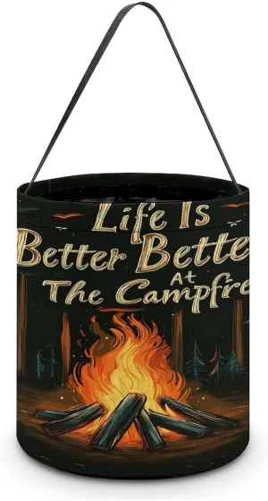 Fire Pit Camping Halloween Candy Bag Candy Tote Bucket Gift Bags Party Supplies for Women Men