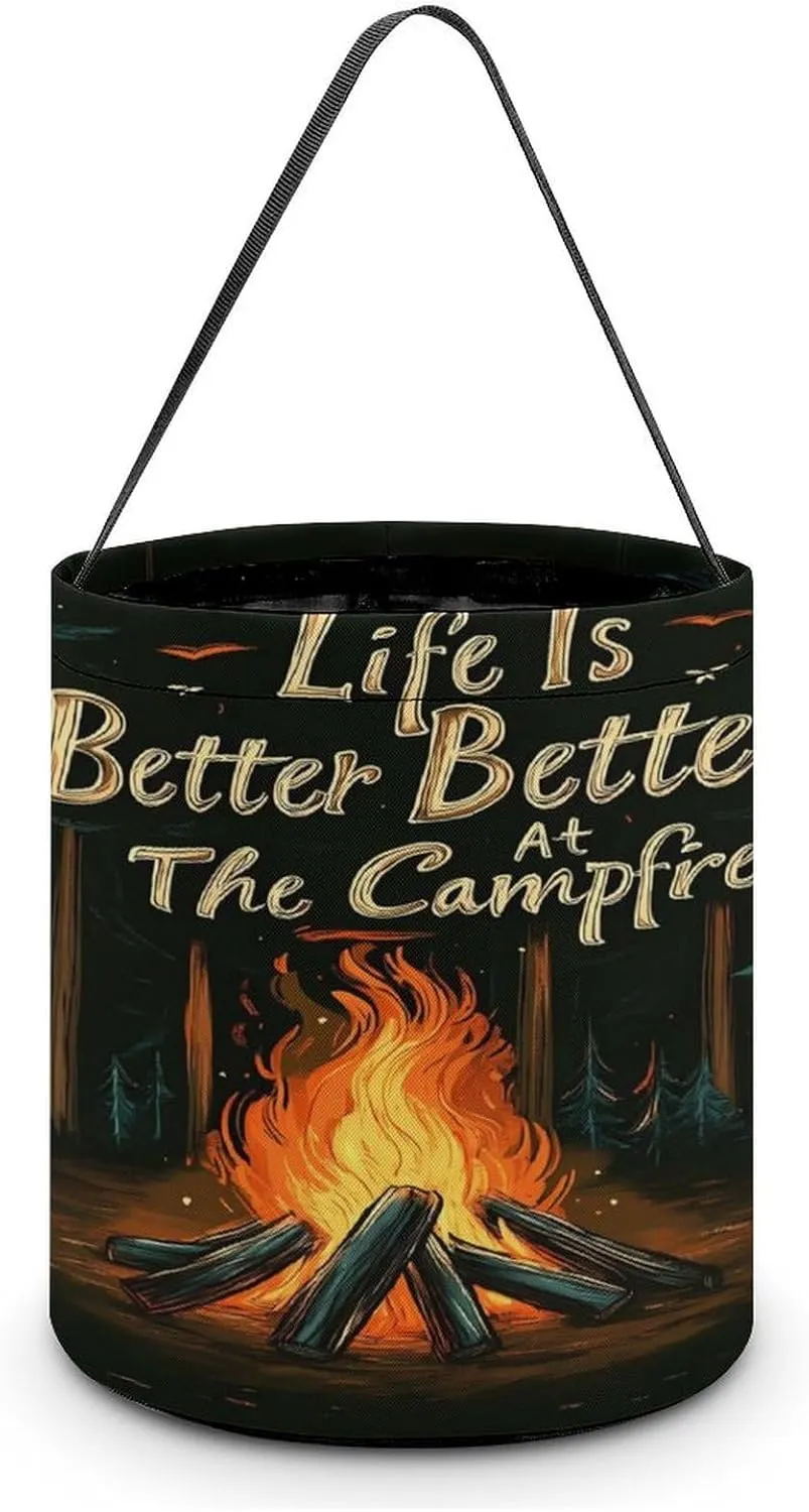 Fire Pit Camping Halloween Candy Bag Candy Tote Bucket Gift Bags Party Supplies for Women Men