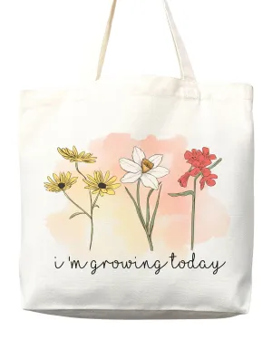Flower Tote Bag Floral Canvas Tote Shopper Gift for Flower Lovers, Teachers, Library Bag Reusable Grocery Bag Eco-Friendly Readers' Tote Library Tote Librarian Gift (Tote Bag   Matching Pouch)