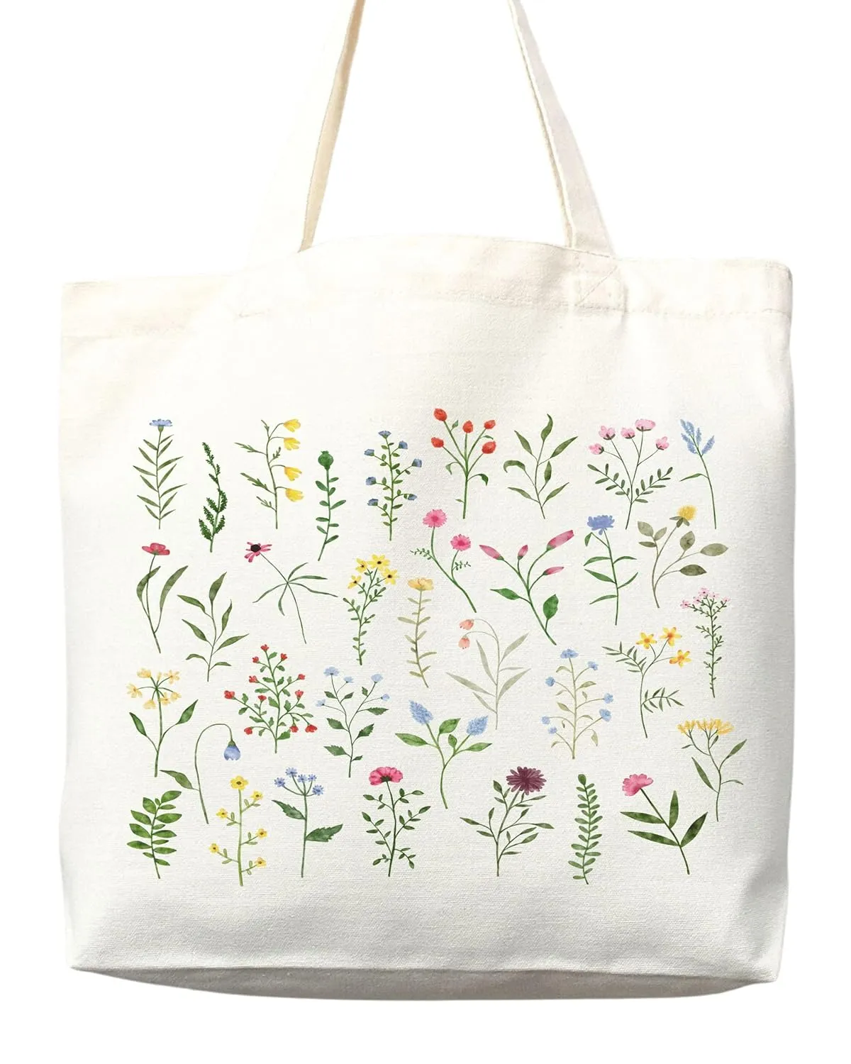 Flower Tote Bag Floral Canvas Tote Shopper Gift for Flower Lovers, Teachers, Library Bag Reusable Grocery Bag Eco-Friendly Readers' Tote Library Tote Librarian Gift (Tote Bag   Matching Pouch)
