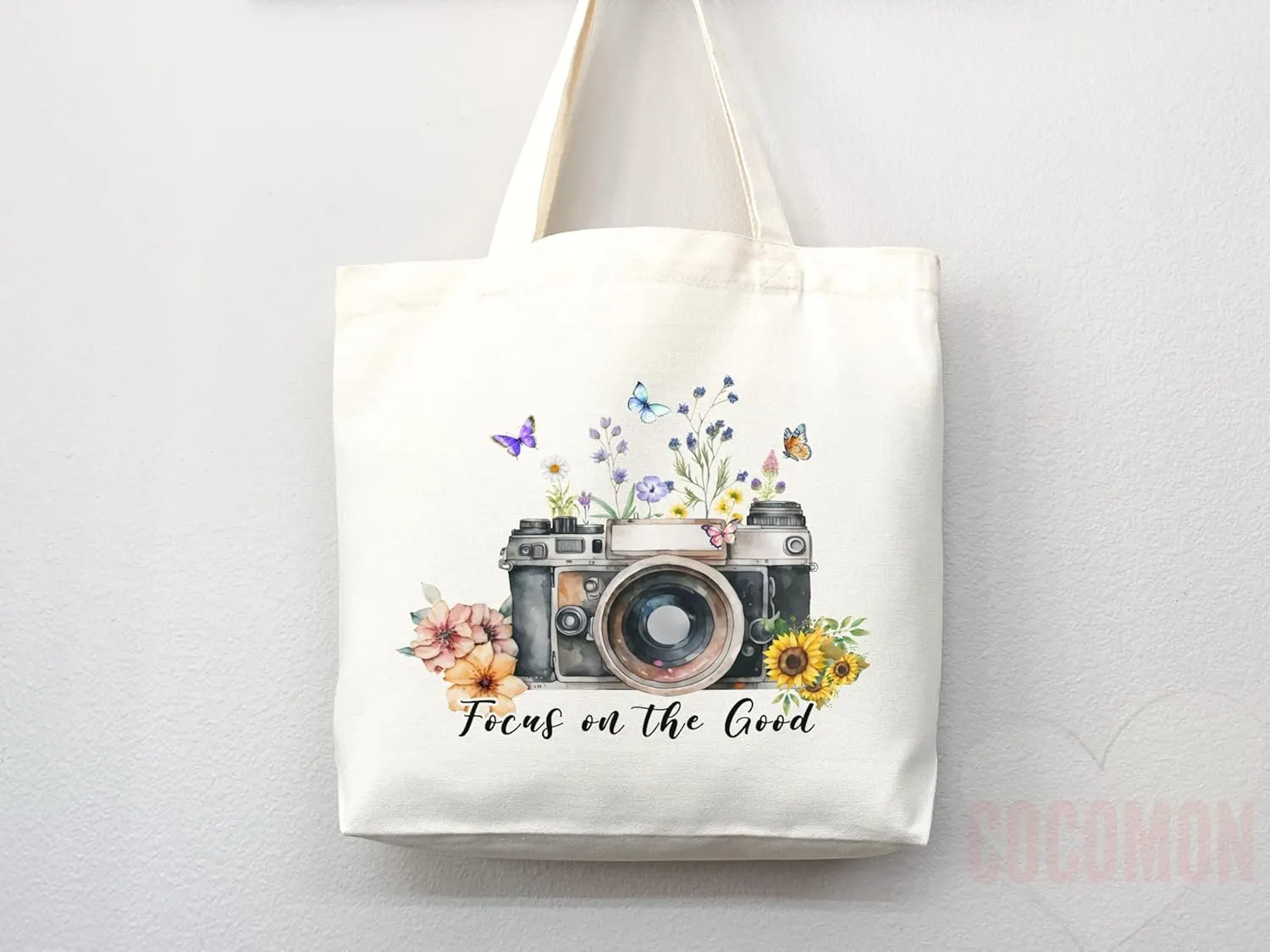 Flower Tote Bag Floral Canvas Tote Shopper Gift for Flower Lovers, Teachers, Library Bag Reusable Grocery Bag Eco-Friendly Readers' Tote Library Tote Librarian Gift (Tote Bag   Matching Pouch)