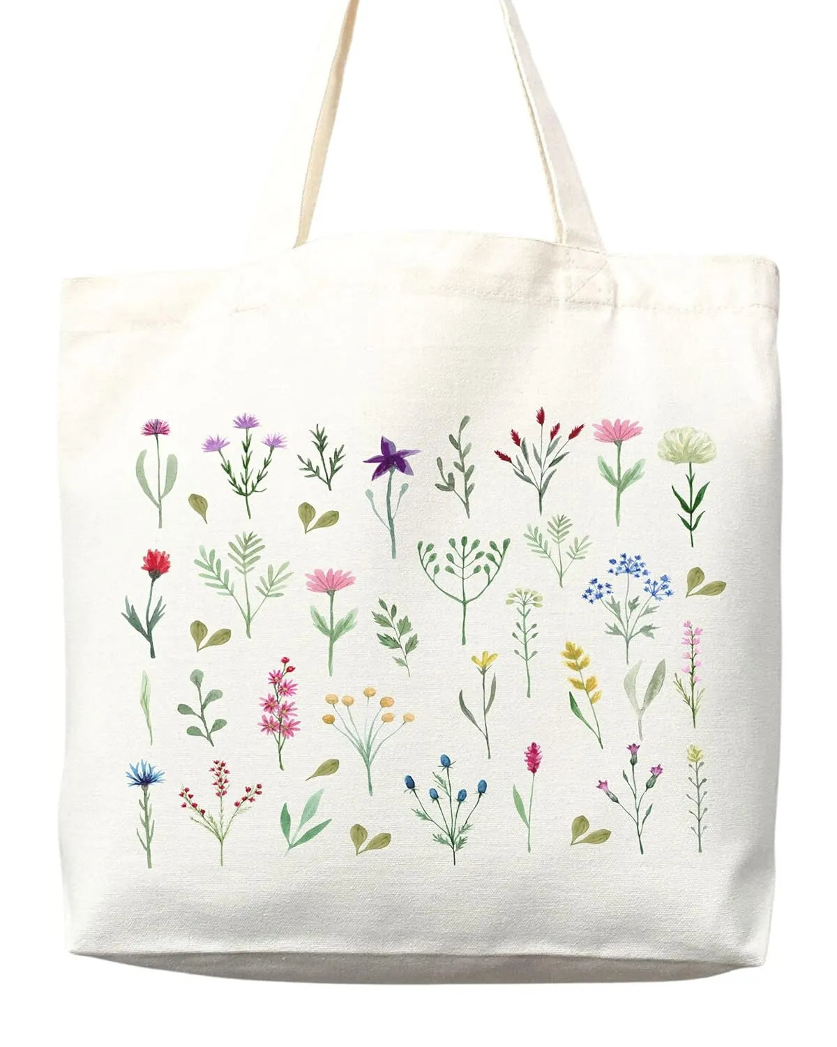 Flower Tote Bag Floral Canvas Tote Shopper Gift for Flower Lovers, Teachers, Library Bag Reusable Grocery Bag Eco-Friendly Readers' Tote Library Tote Librarian Gift (Tote Bag   Matching Pouch)