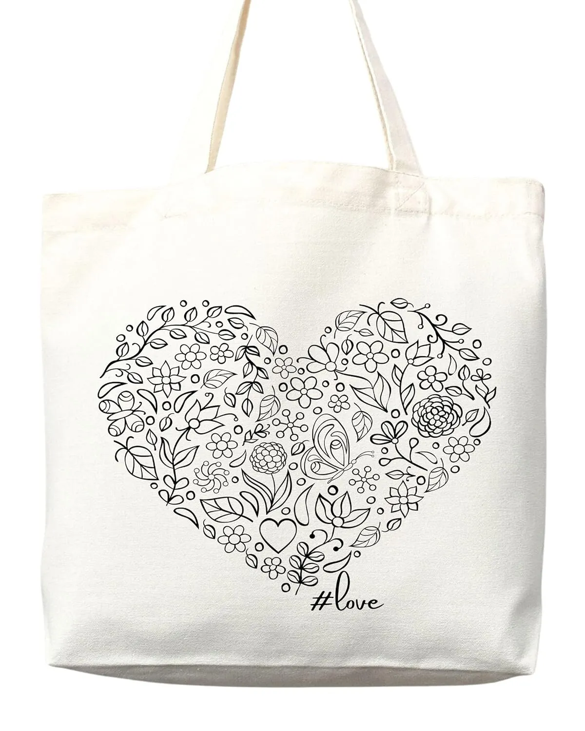 Flower Tote Bag Floral Canvas Tote Shopper Gift for Flower Lovers, Teachers, Library Bag Reusable Grocery Bag Eco-Friendly Readers' Tote Library Tote Librarian Gift (Tote Bag Only)