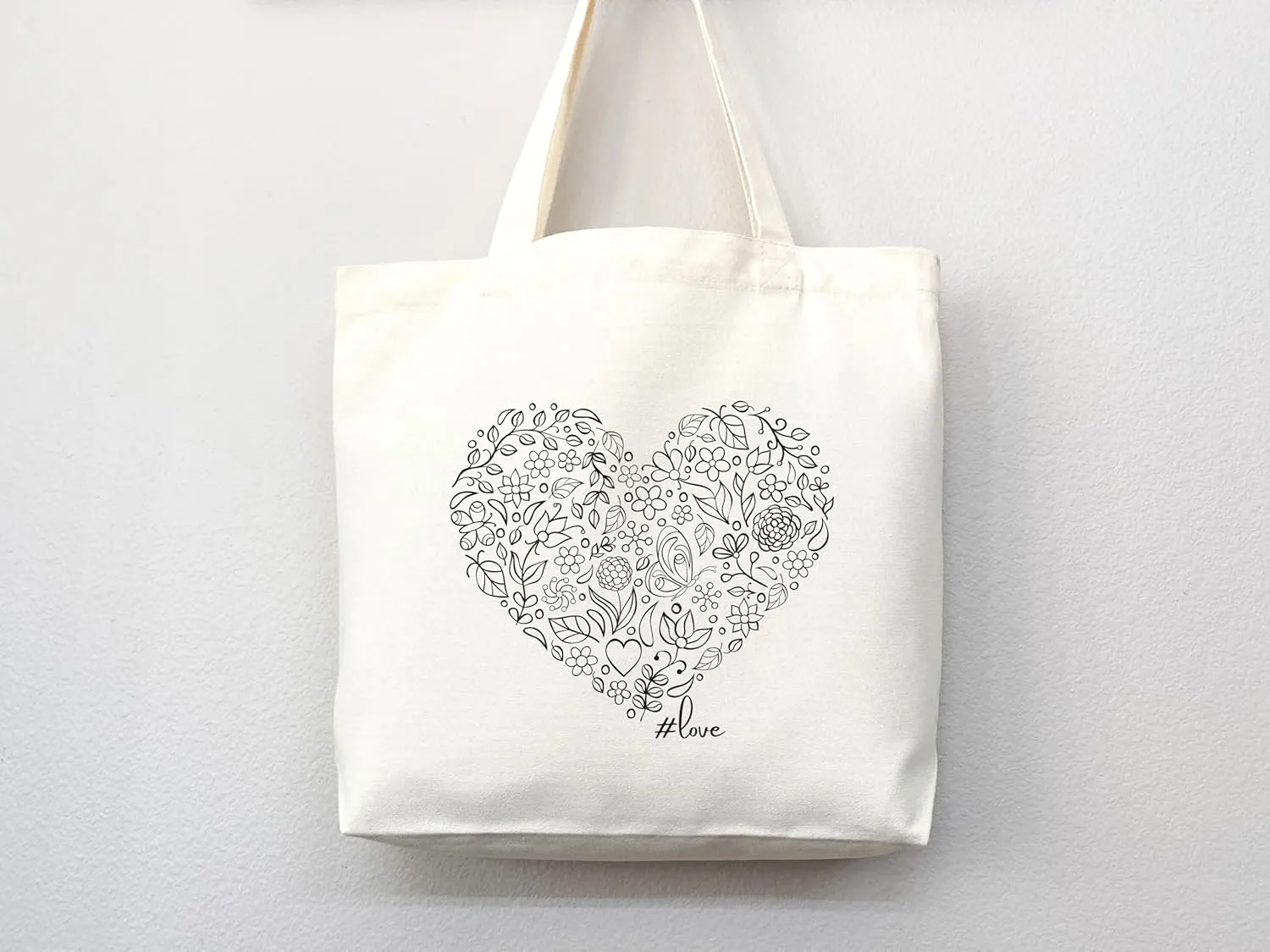 Flower Tote Bag Floral Canvas Tote Shopper Gift for Flower Lovers, Teachers, Library Bag Reusable Grocery Bag Eco-Friendly Readers' Tote Library Tote Librarian Gift (Tote Bag Only)