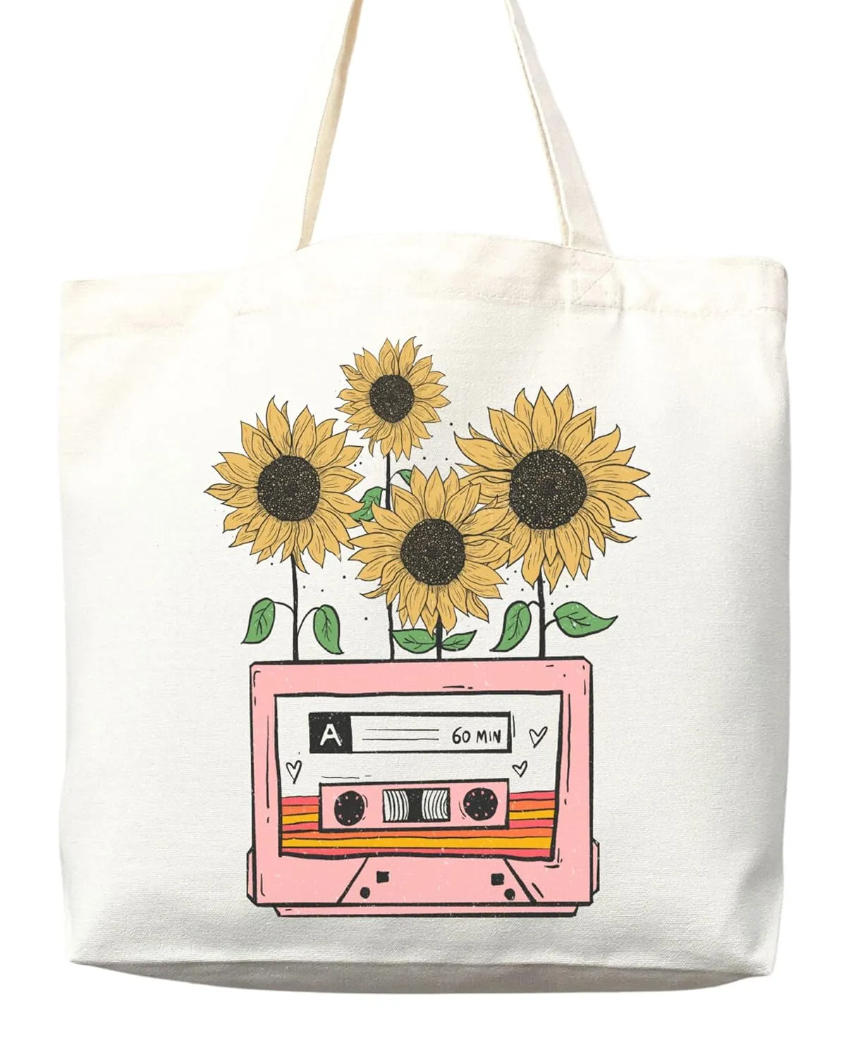 Flower Tote Bag Floral Canvas Tote Shopper Gift for Flower Lovers, Teachers, Library Bag Reusable Grocery Bag Eco-Friendly Readers' Tote Library Tote Librarian Gift (Tote Bag Only)
