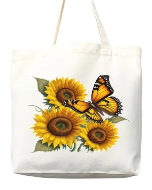Flower Tote Bag Floral Canvas Tote Shopper Gift for Flower Lovers, Teachers, Library Bag Reusable Grocery Bag Eco-Friendly Readers' Tote Library Tote Librarian Gift (Tote Bag Only)