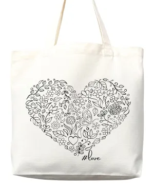 Flower Tote Bag Floral Canvas Tote Shopper Gift for Flower Lovers, Teachers, Library Bag Reusable Grocery Bag Eco-Friendly Readers' Tote Library Tote Librarian Gift (Tote Bag Only)