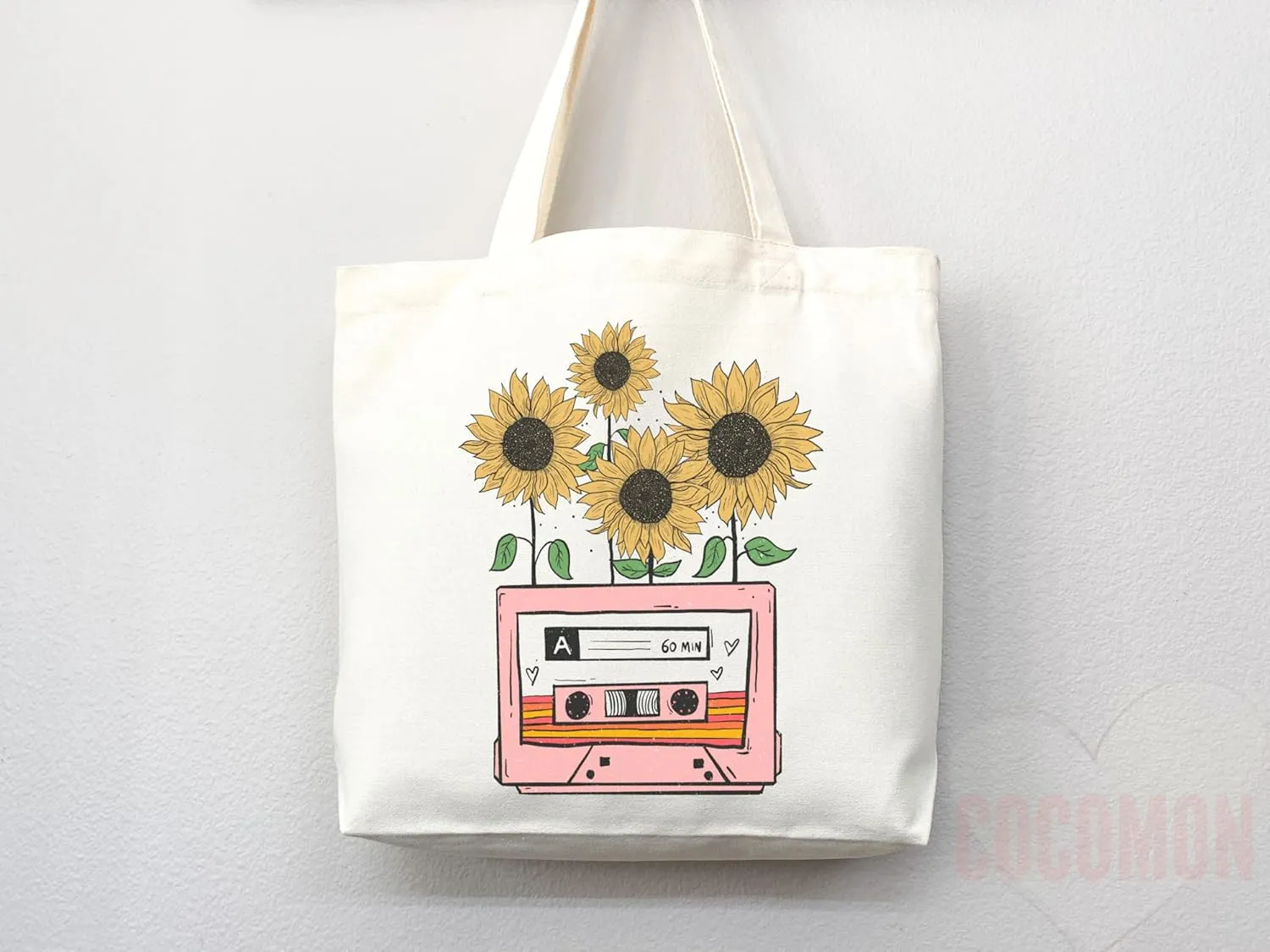 Flower Tote Bag Floral Canvas Tote Shopper Gift for Flower Lovers, Teachers, Library Bag Reusable Grocery Bag Eco-Friendly Readers' Tote Library Tote Librarian Gift (Tote Bag Only)